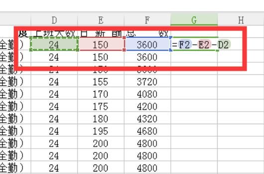 excel中怎样做减法运算图4